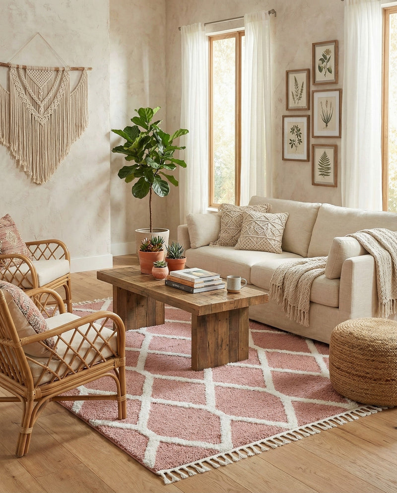 Sahara Chic Collection Area Rug -  Tuareg Rectangle Pink  lifestyle 17