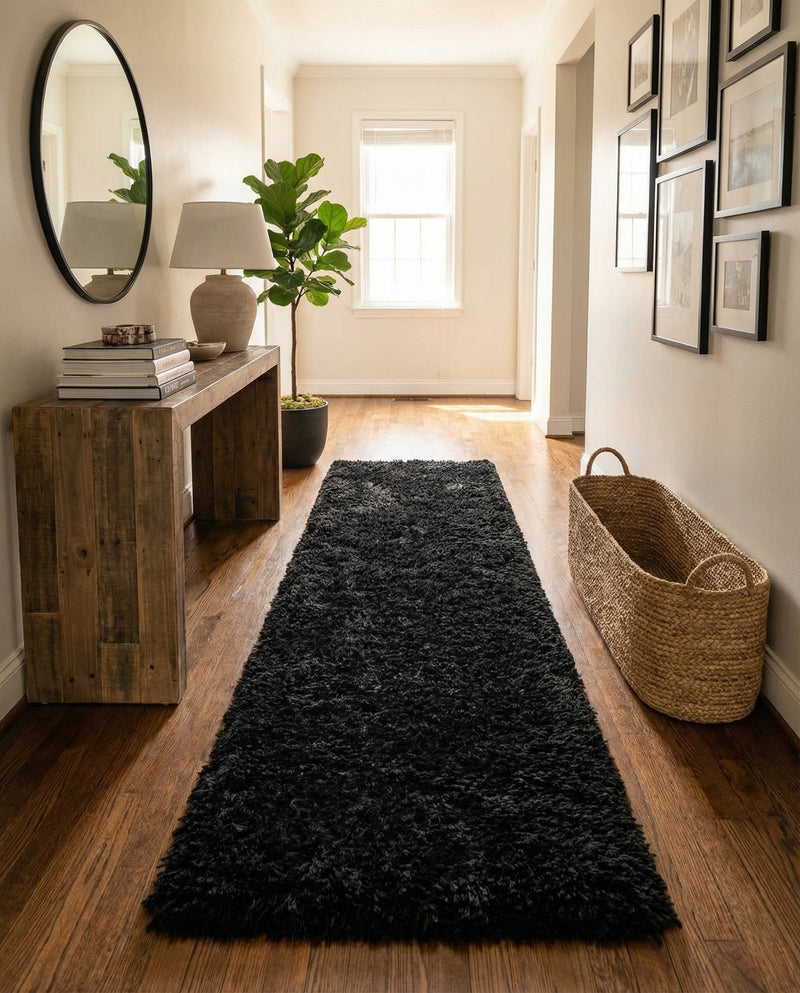 Eternal Plush Oasis Collection Area Rug -  Tranquility (Onyx Black) Runner Onyx Black  lifestyle 23