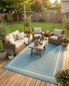 Terrace Fringe Collection Area Rug - Veranda (Teal) Rectangle Teal  lifestyle 4