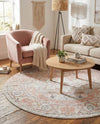 Parisian Elegance Collection Area Rug - Versailles (Rose Pink) Round Rose Pink  lifestyle 59