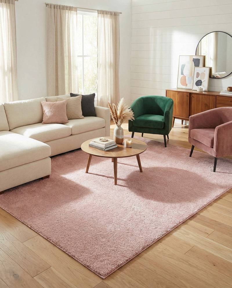 Solid Shag Seaside Collection Area Rug - Azure Cove (Pink) Rectangle Pink  lifestyle 3