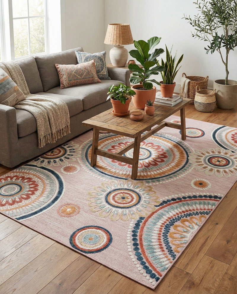 Seaside Blooms Collection Area Rug -  Eden Rectangle Pink  lifestyle 74