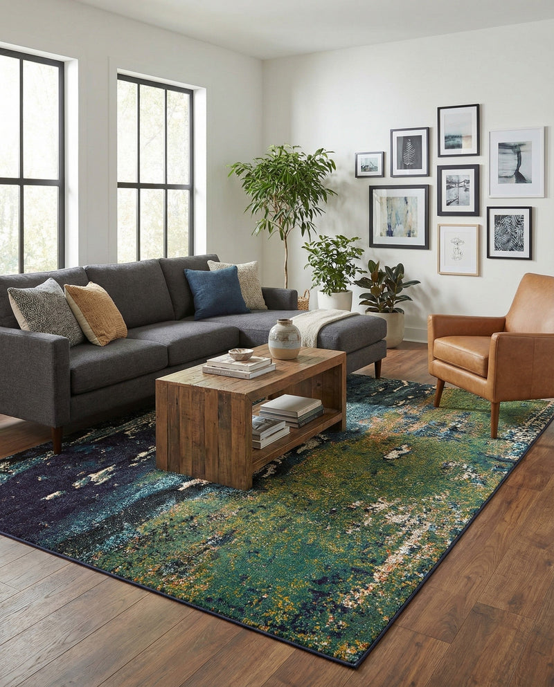 Marrakesh Elegance Collection Area Rug -  Figuig Rectangle Navy Blue  lifestyle 9