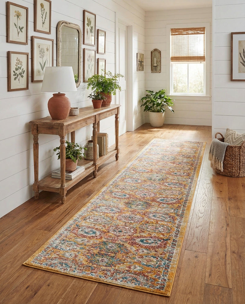 Seville Stripes Collection Area Rug -  Cordoba (Yellow) Runner Yellow  lifestyle 57