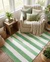 Tassel Trail Collection Area Rug - Pathway (Green and Ivory) Rectangle Green and Ivory  lifestyle 13