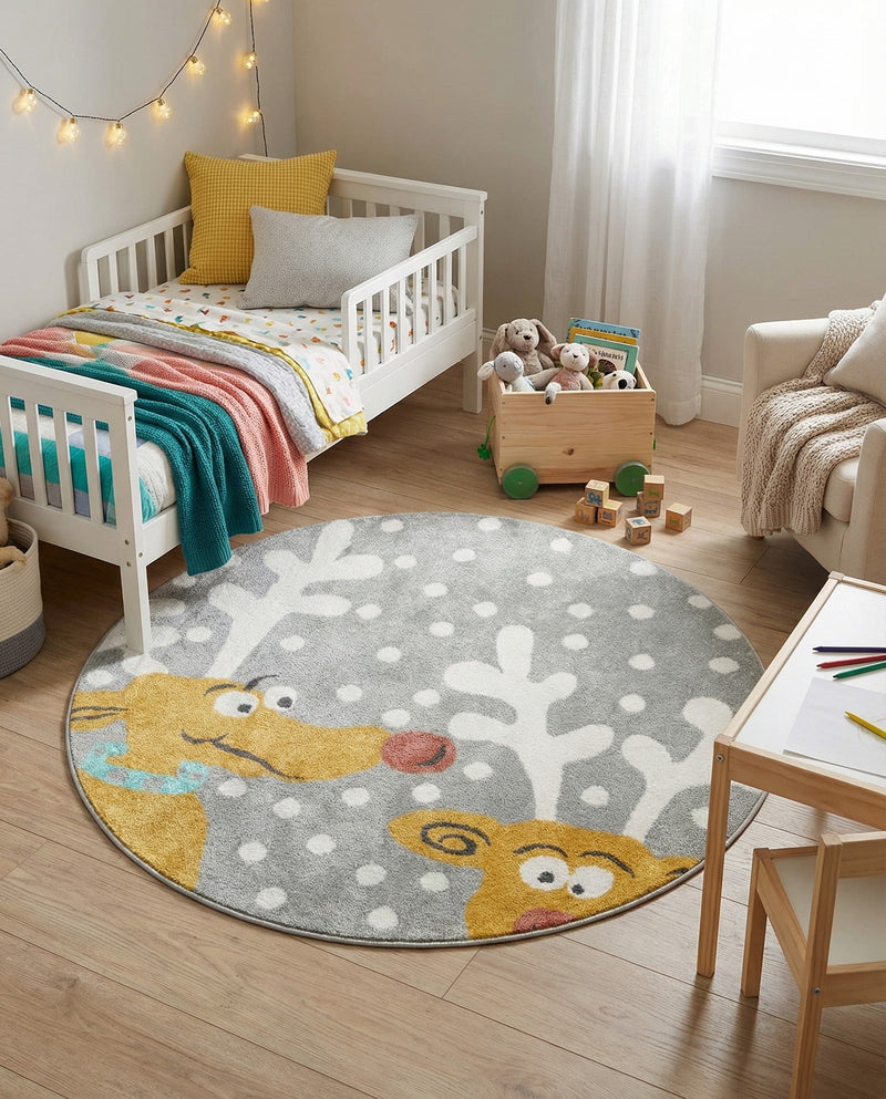 Wonder Tykes Collection Area Rug -  Mystic Round Gray  lifestyle 41