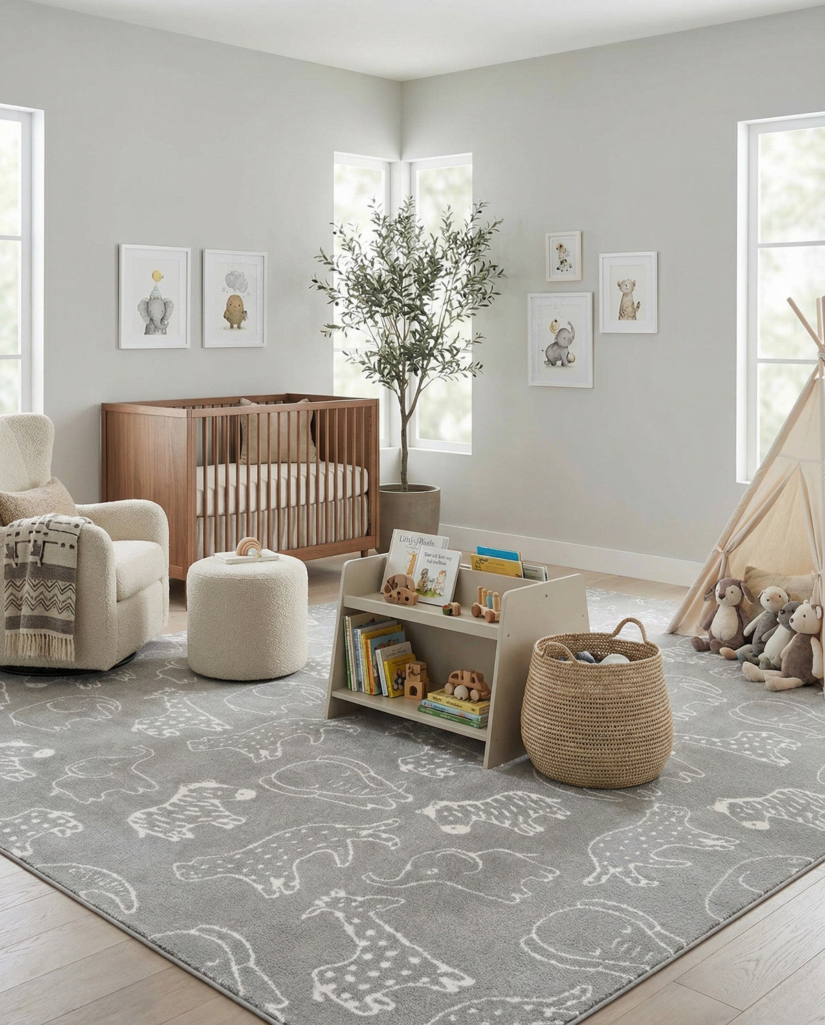 Wonder Tykes Collection Area Rug -  Spectrum Square Gray  lifestyle 181
