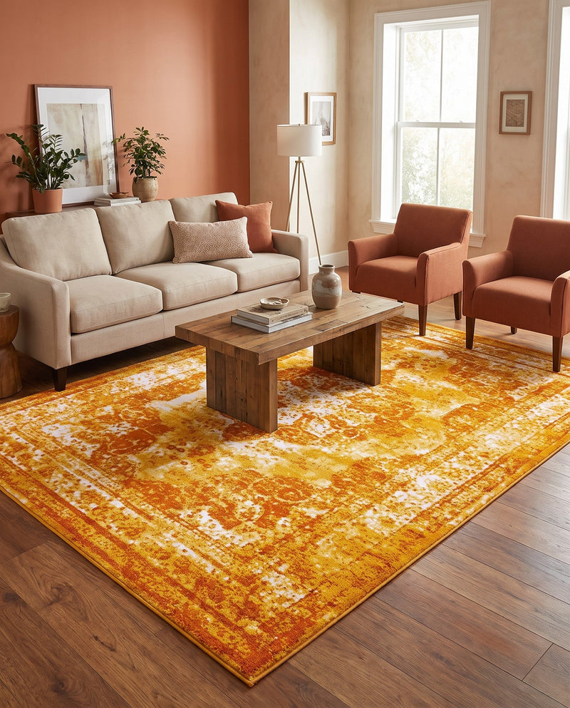 Riviera Elegance Collection Area Rug -  Menton (Orange) Rectangle Orange  lifestyle 33