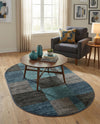 Autumn Meadow Collection Area Rug -  Sycamoreside (Blue Gray) Oval Blue Gray  lifestyle 55