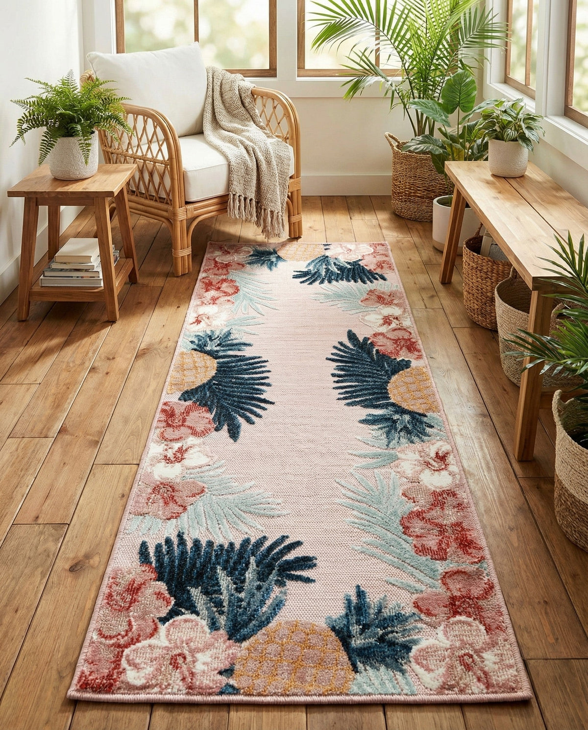 Seaside Blooms Collection Area Rug - Haven Runner Pink  lifestyle 121