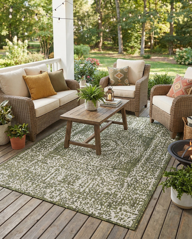 Patio Heritage Collection Area Rug - Savannah (Green) Rectangle Green  lifestyle 18