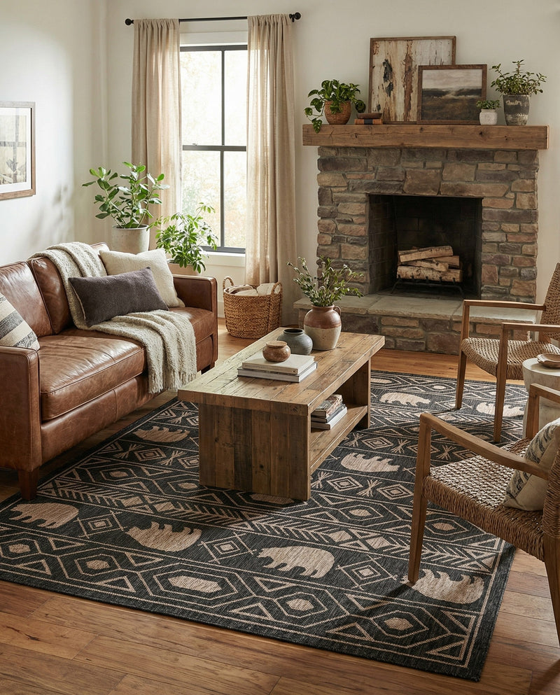 Mesa Oasis Rugs Collection Area Rug - Sundown Rectangle Black  lifestyle 22