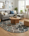 Trellis Mosaic Collection Area Rug -  Pergolatown (Blue Multi) Oval Blue Multi  lifestyle 37