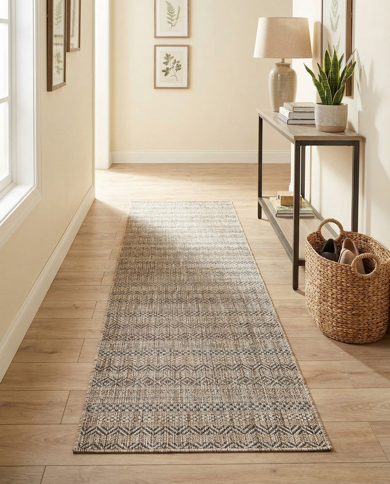 Seaside Stripes Collection Area Rug -  Boardwalk (Natural) Runner Natural  lifestyle 65