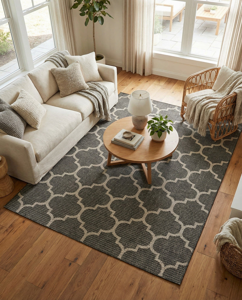 Savannah Pergola Collection Area Rug - Arbor (Black) Rectangle Black  lifestyle 12