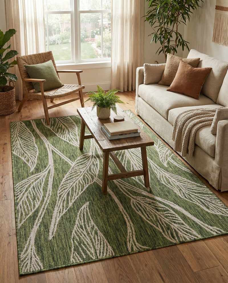 Seaside Blooms Collection Area Rug -  Evergreen (Green) Rectangle Green  lifestyle 10