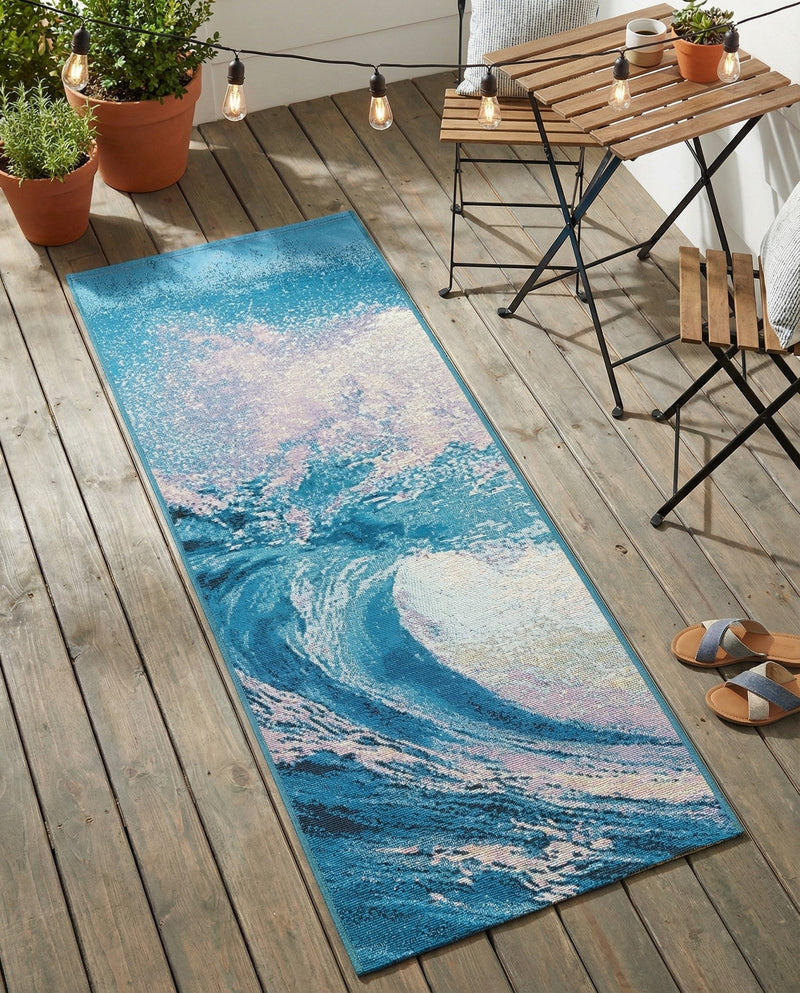 Urban Terrace Collection Area Rug - Veranda Runner Blue  lifestyle 50