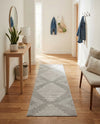 Seychelles Stripes Collection Area Rug - Mahe (Gray and Ivory) Runner Gray and Ivory  lifestyle 21