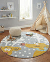 Wonder Tykes Collection Area Rug -  Mystic Round Gray  lifestyle 53