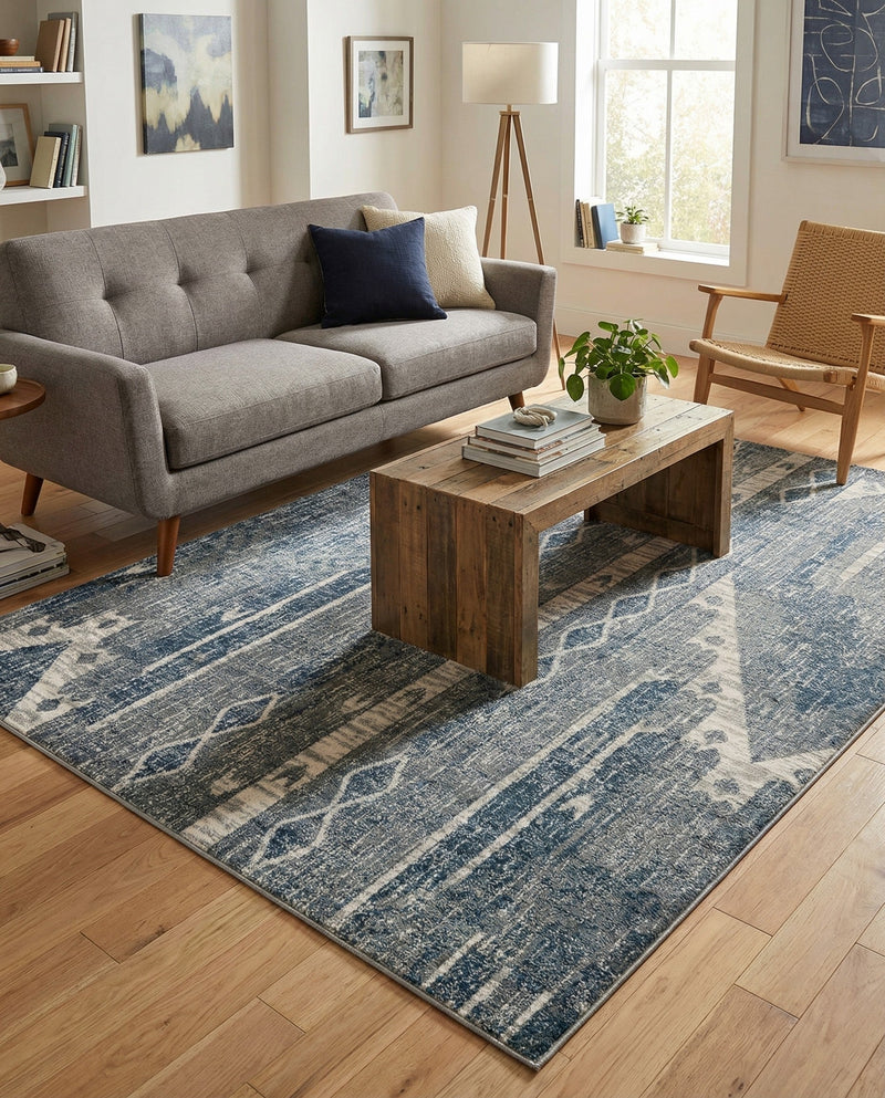 Cascade Range Collection Area Rug - Hood (Blue Gray) Rectangle Blue Gray  lifestyle 21