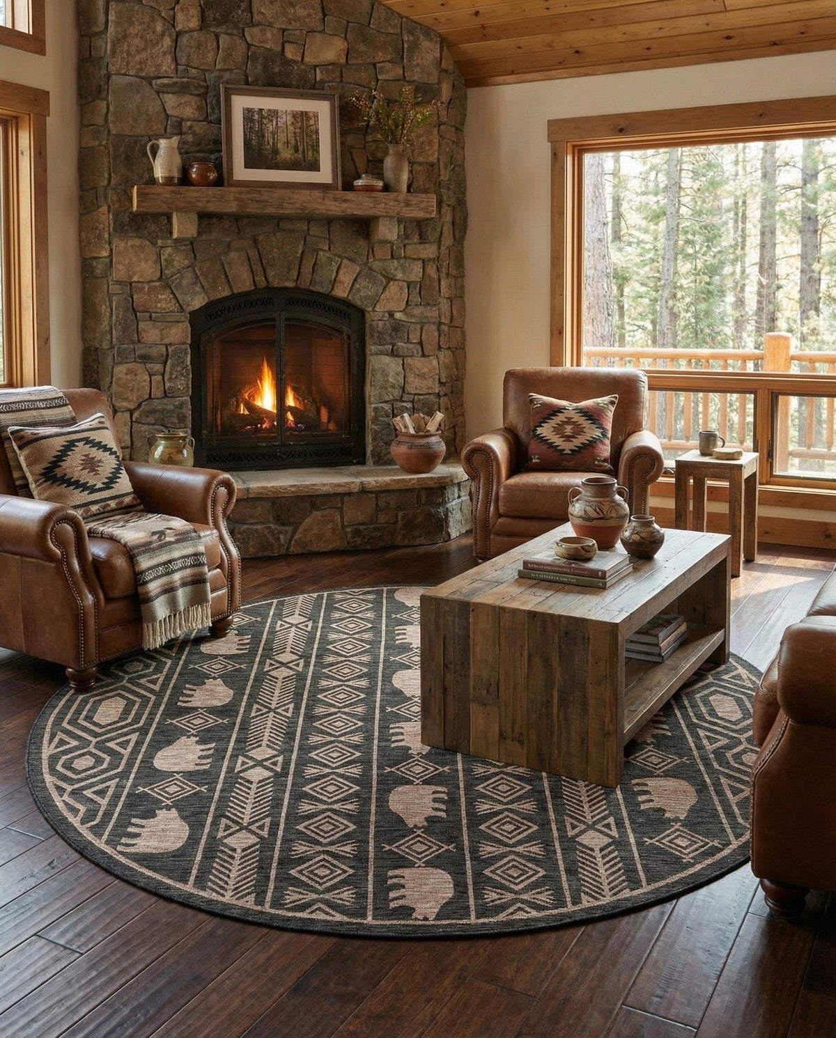 Mesa Oasis Rugs Collection Area Rug - Sundown Round Black  lifestyle 105