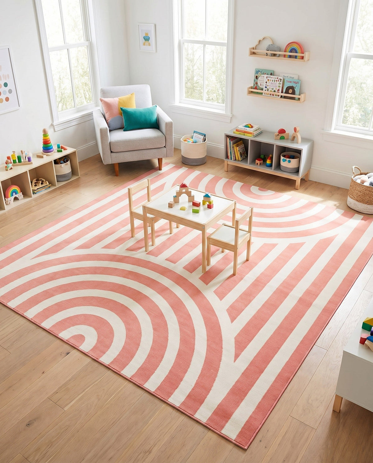 Wonder Tykes Collection Area Rug -  Joydale Square Soft Coral Pink  lifestyle 141