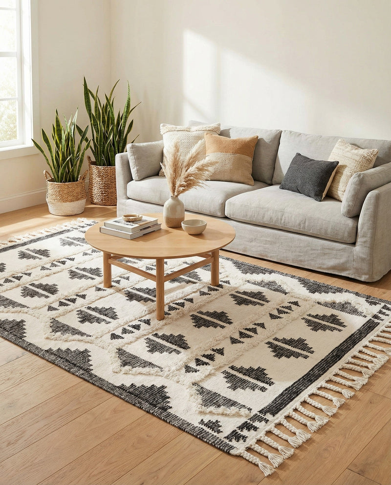 Sonoran Collection Area Rug - BellRock Rectangle Black and White  lifestyle 44