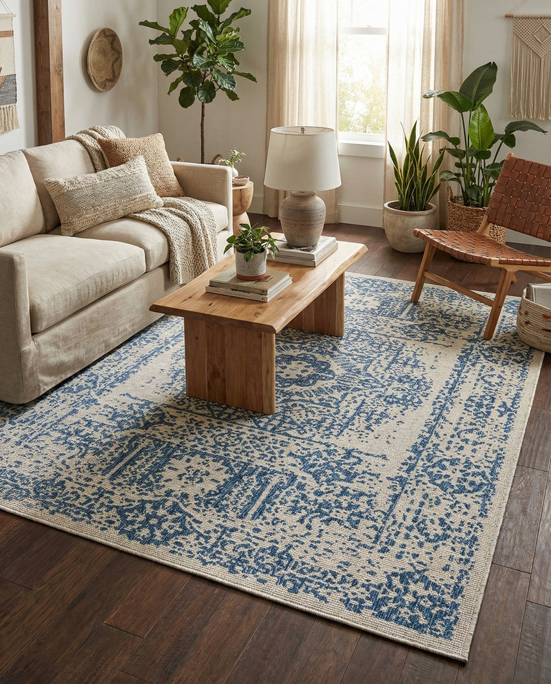 Patio Heritage Collection Area Rug - Savannah (Blue) Rectangle Blue  lifestyle 10