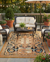 Patio Heritage Collection Area Rug - Veranda Rectangle Black Gold Brown  lifestyle 20