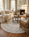 Patio Heritage Collection Area Rug -  Lafayette (Gray) Round Gray  lifestyle 51