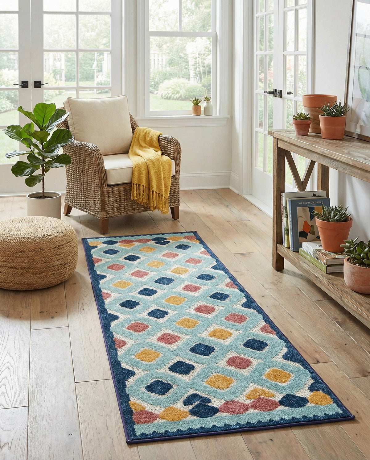 Caribbean Terrace Collection Area Rug -  Tobago Runner Ivory  lifestyle 104