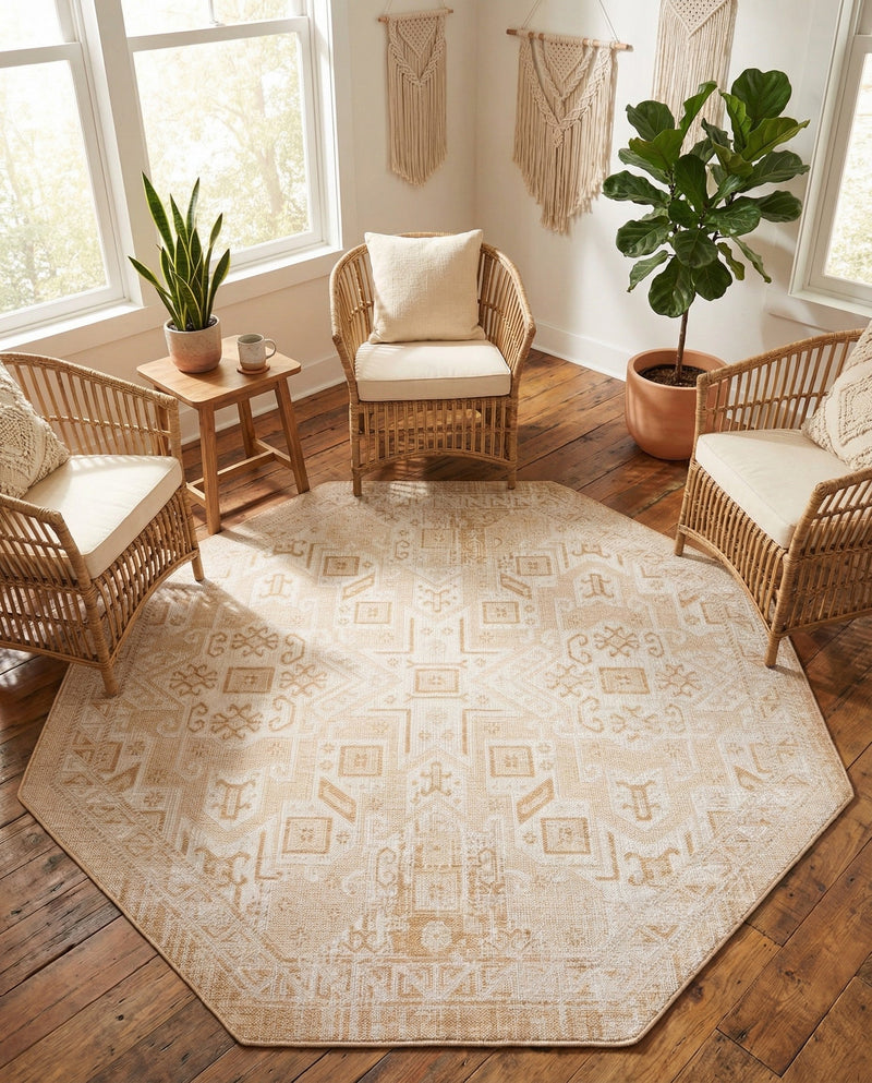 Tribal Terrace Treasures Collection Area Rug - Mayan Marina (Natural) Octagon Natural  lifestyle 78