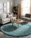 Plush Oasis Collection Area Rug - Serenity (Light Slate Blue) Round Light Slate Blue  lifestyle 32