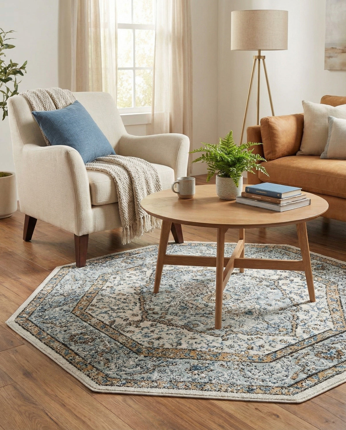 Mykonos Manor Collection Area Rug - Delos Octagon Blue  lifestyle 142