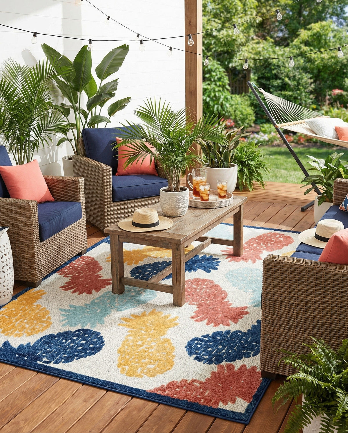Caribbean Terrace Collection Area Rug -  Nevis Rectangle White  lifestyle 6