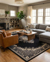 Tabriz Tapestry Collection Area Rug - Azerbaijan (Black) Rectangle Black  lifestyle 12