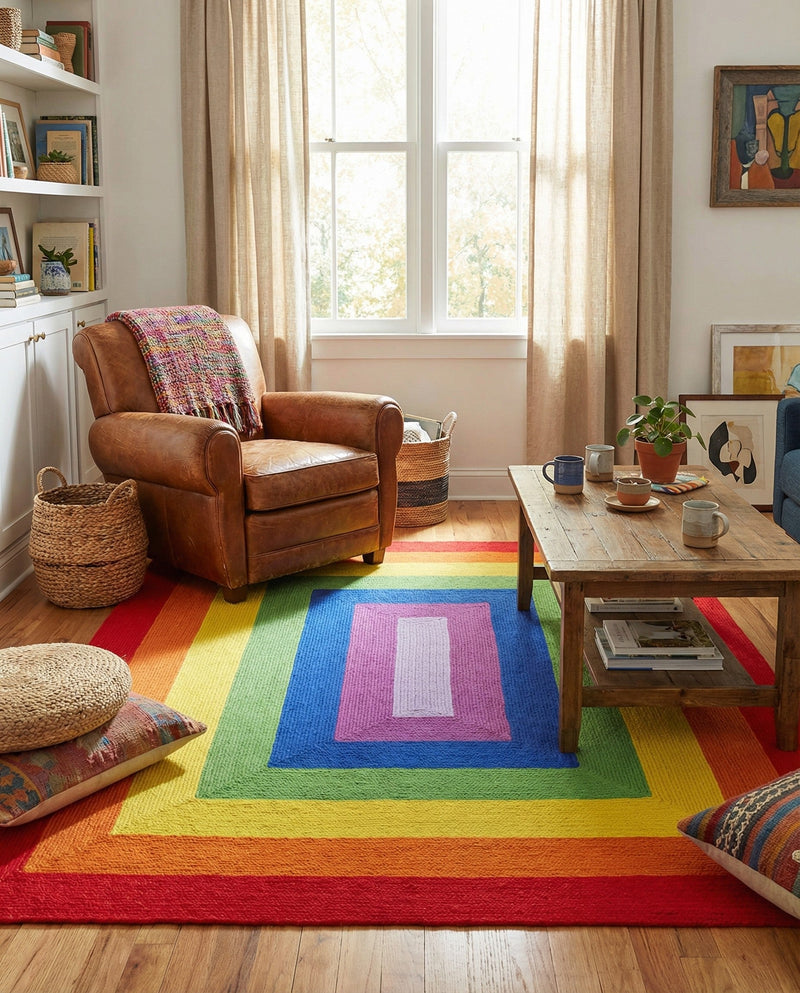 Sunset Isle Wool Braids Collection Area Rug - Paradise Rectangle Multi  lifestyle 6