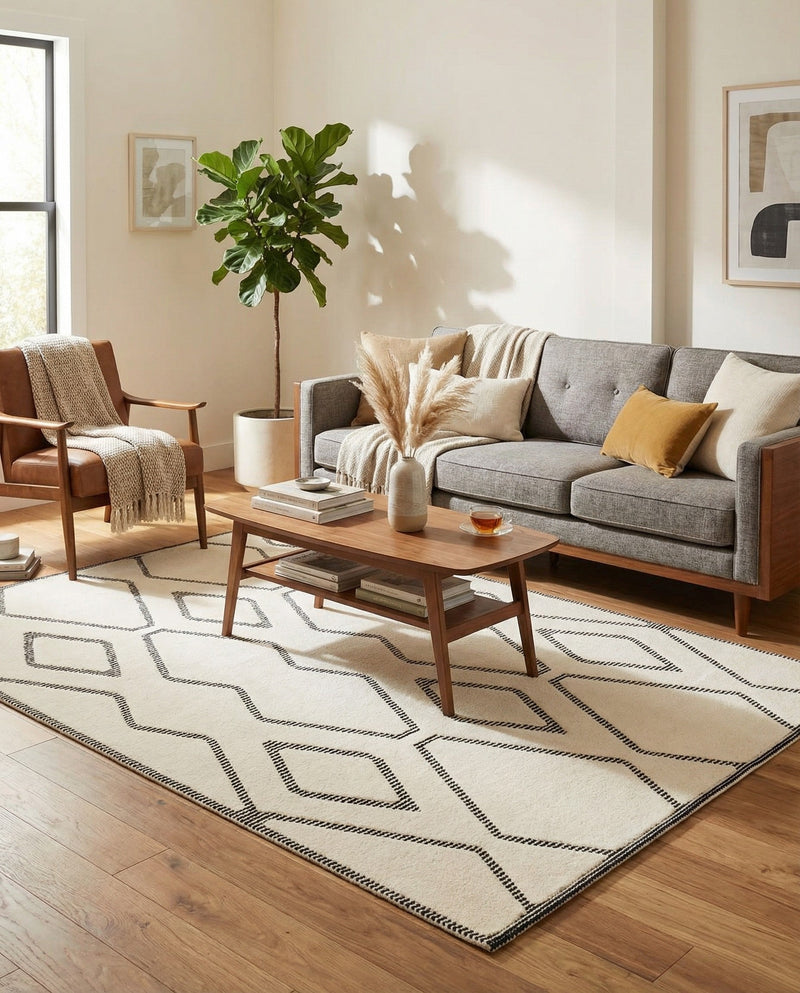 Monochrome Collection Area Rug -  Glacier Rectangle Ivory White  lifestyle 11