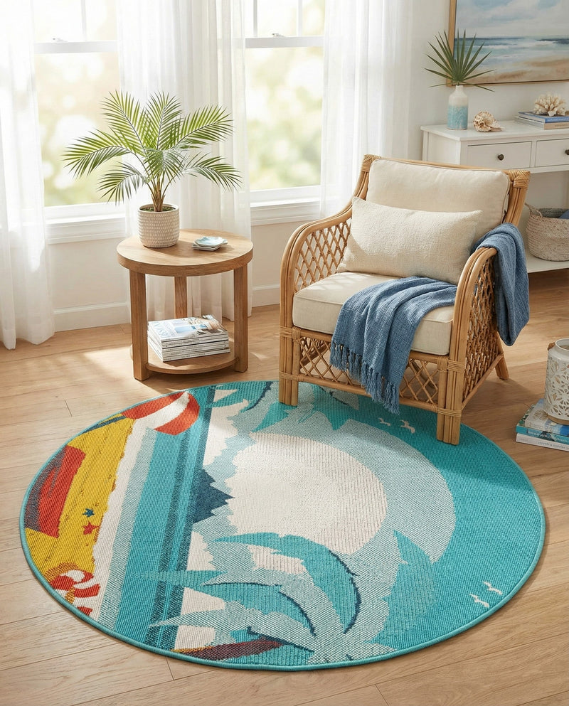 Seaside Haven Rugs Collection Area Rug -  Dockside Round Multi  lifestyle 50