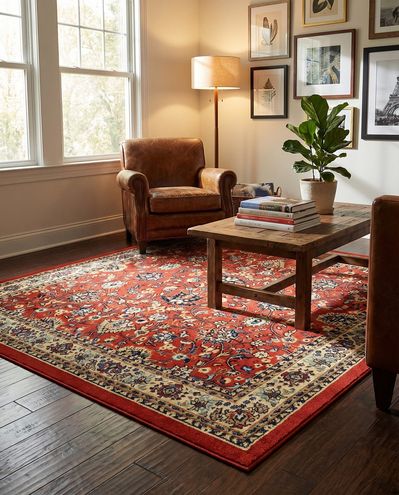 Isfahan Elegance Collection Area Rug - Naghsh-e Jahan (Terracotta) Square Terracotta  lifestyle 77