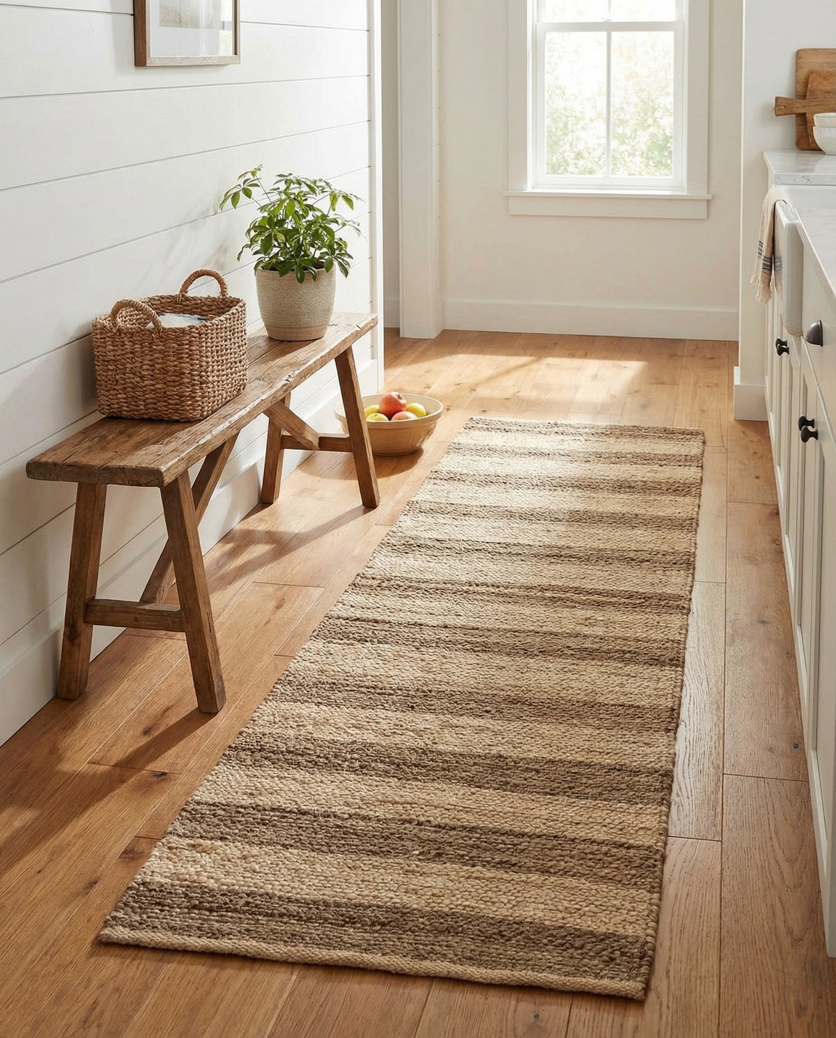 Woven Seaside Jute Collection Area Rug - Nantucket Runner Natural Ivory  lifestyle 159
