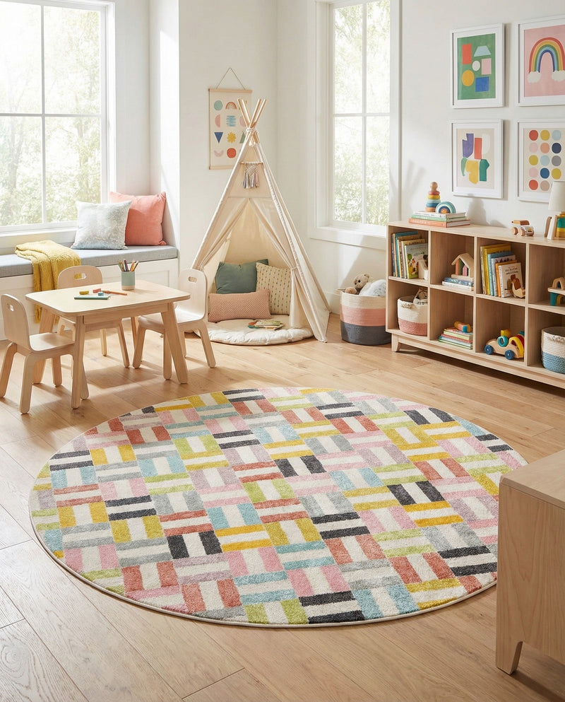 Wonder Tykes Collection Area Rug -  Kaleidoscope Round Multi  lifestyle 33