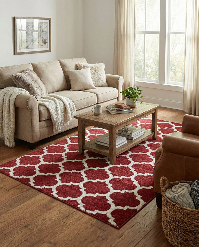 Lattice Gardens Collection Area Rug -  Bloomfield (Dark Terracotta) Rectangle Dark Terracotta  lifestyle 10