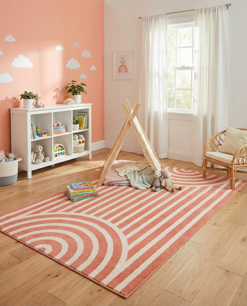 Wonder Tykes Collection Area Rug -  Joydale Rectangle Soft Coral Pink  lifestyle 8