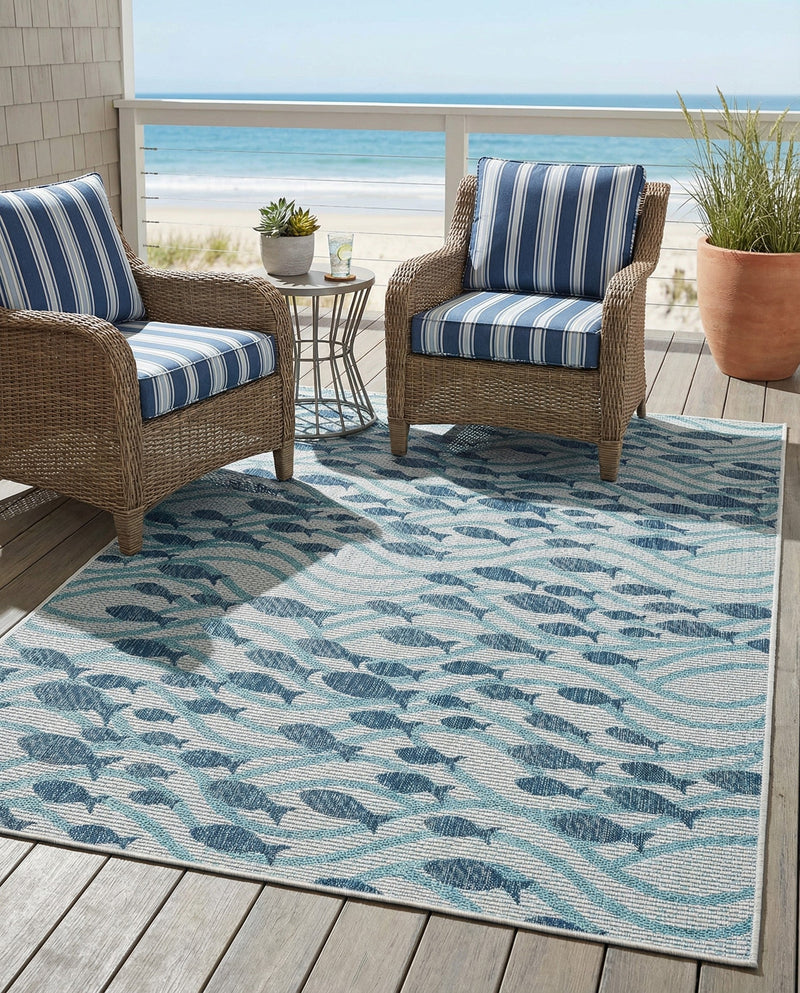 Seaside Haven Rugs Collection Area Rug -  Harbor Rectangle Blue  lifestyle 3