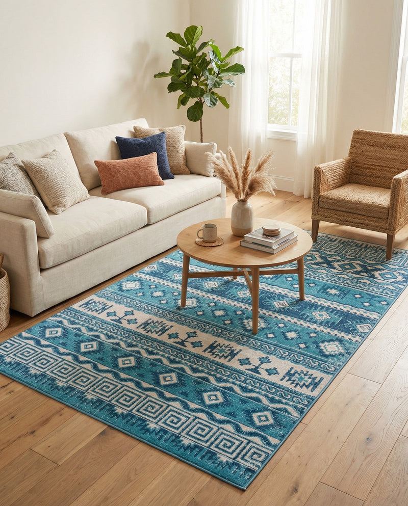 Geneva Terrace Collection Area Rug - Montreux Rectangle Blue  lifestyle 41