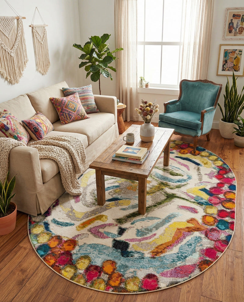 Colorburst Oasis Collection Area Rug -  Calypso Oval Multi  lifestyle 62