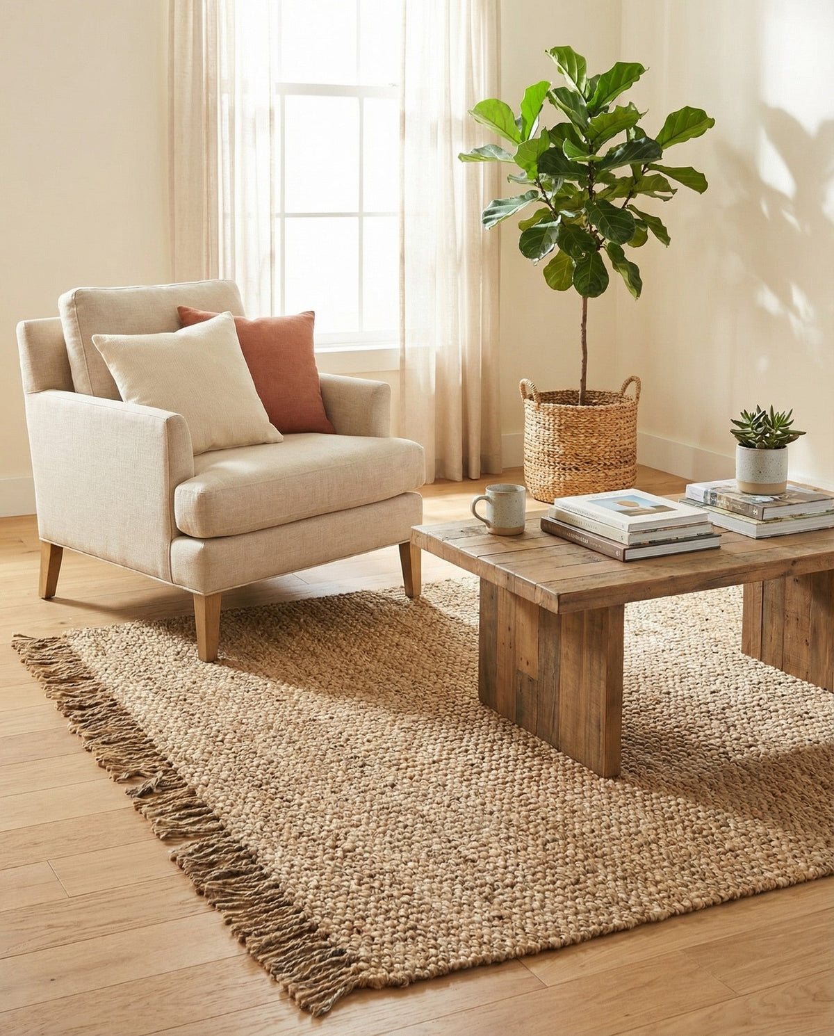 Savannah Jute Collection Area Rug - Seashore Square Natural  lifestyle 89