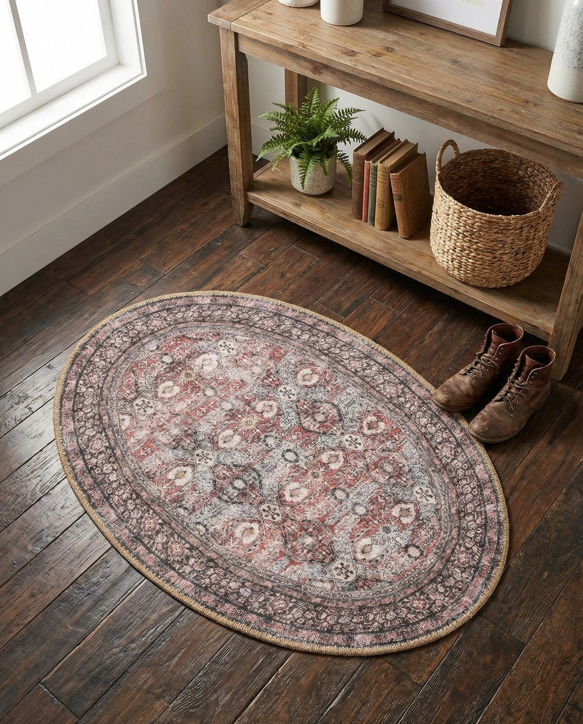 Heritage Elegance Collection Area Rug -  Hampton Oval Antique Red  lifestyle 54