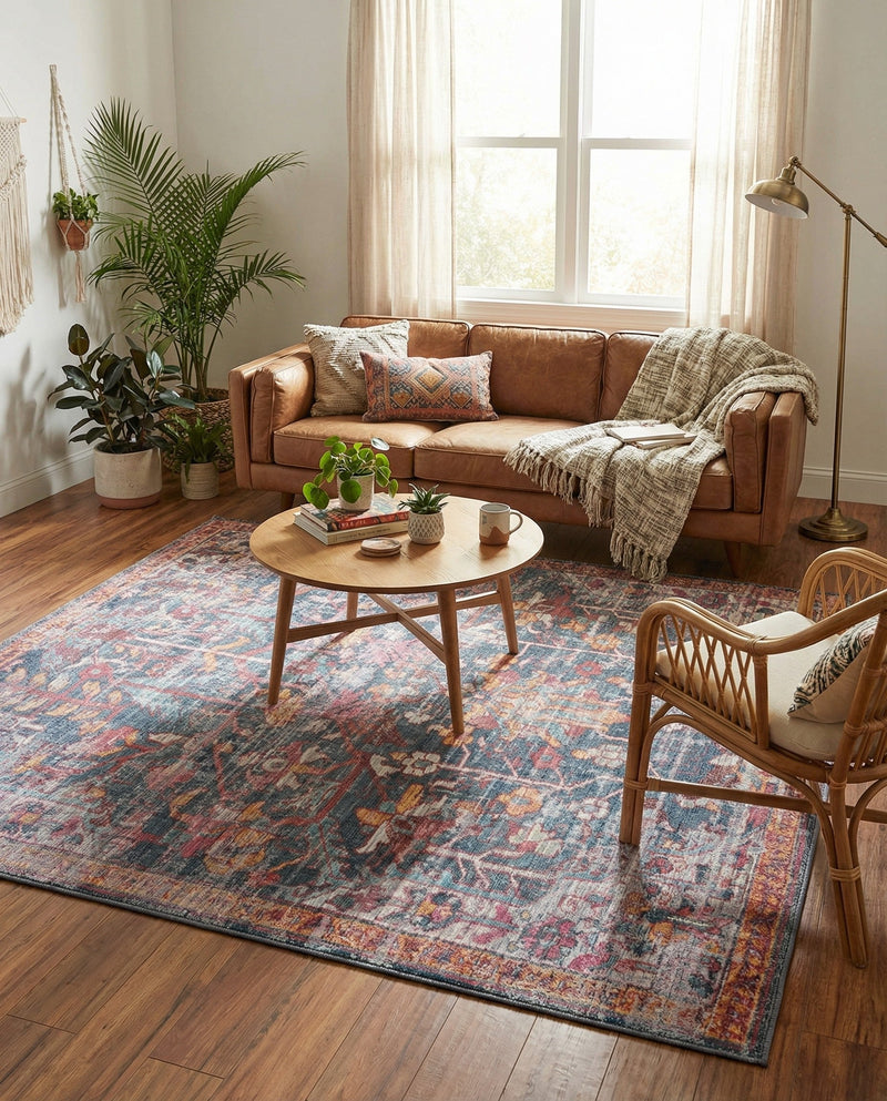 Zahara Oasis Collection Area Rug -  Nador Square Navy Blue  lifestyle 70